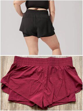 Popflex High Waisted Supershort in Burgundy Size 2X